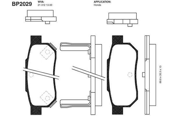 KAVO PARTS Комплект тормозных колодок, дисковый тормоз BP-2029